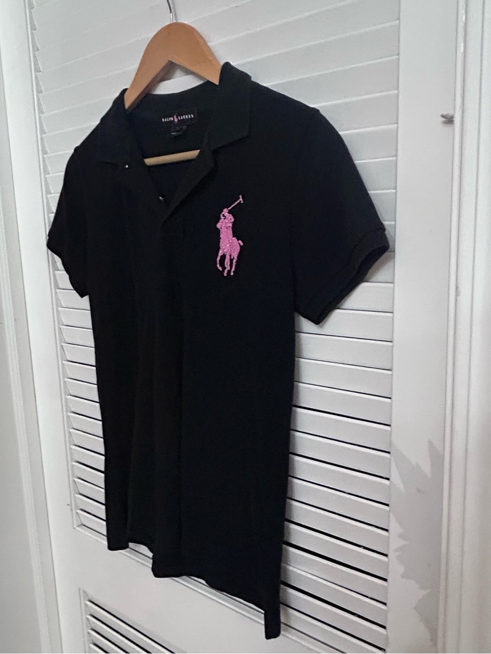 💕MAKE OFFER💕 Ralph Lauren Black Polo Pink Pony Sequin Logo Y2K Size Large - Picture 3 of 7